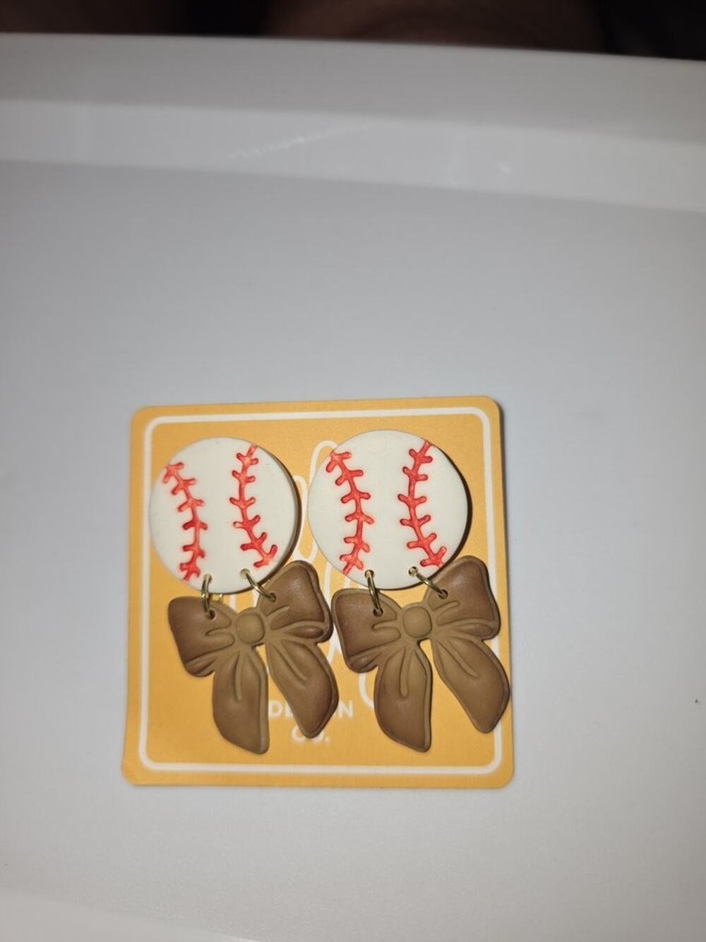 Baseball and Bow Earrings